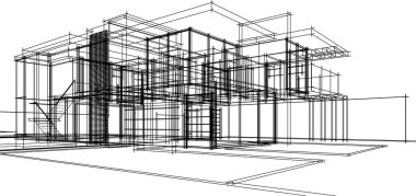 Ev yapımı mimari çizim vektörü illüstrasyonu