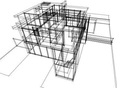 Ev yapımı mimari çizim vektörü illüstrasyonu