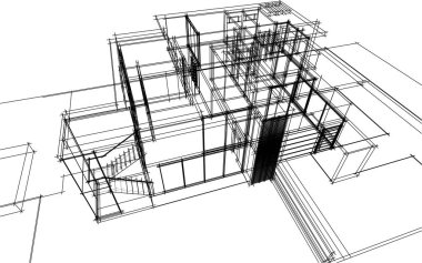 Ev yapımı mimari çizim vektörü illüstrasyonu