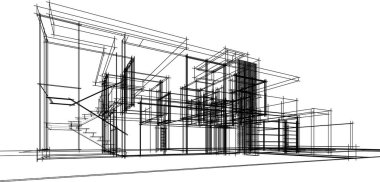 Ev yapımı mimari çizim vektörü illüstrasyonu