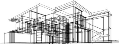 Ev yapımı mimari çizim vektörü illüstrasyonu