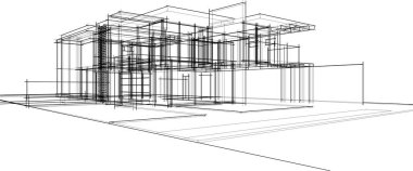 Ev yapımı mimari çizim vektörü illüstrasyonu
