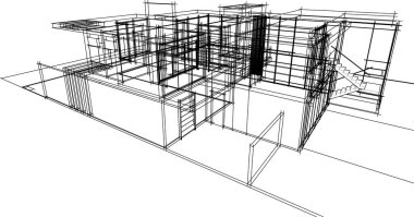 Ev yapımı mimari çizim vektörü illüstrasyonu