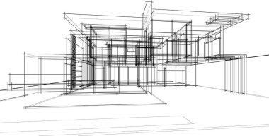 Ev yapımı mimari çizim vektörü illüstrasyonu