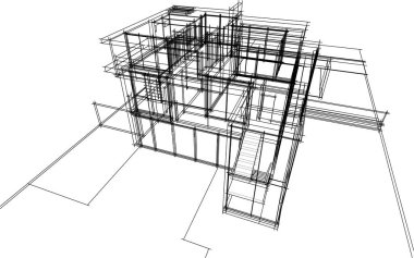 Ev yapımı mimari çizim vektörü illüstrasyonu
