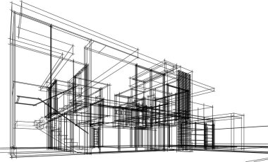 Ev yapımı mimari çizim vektörü illüstrasyonu