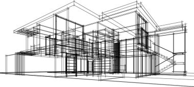 Ev yapımı mimari çizim vektörü illüstrasyonu