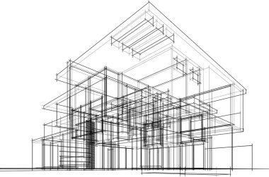 Ev yapımı mimari çizim vektörü illüstrasyonu