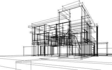 Ev yapımı mimari çizim vektörü illüstrasyonu