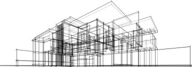 Ev yapımı mimari çizim vektörü illüstrasyonu