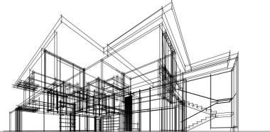 Ev yapımı mimari çizim vektörü illüstrasyonu