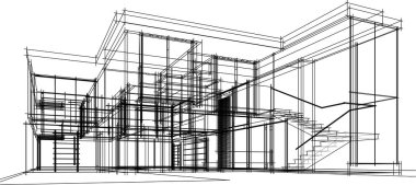 Ev yapımı mimari çizim vektörü illüstrasyonu