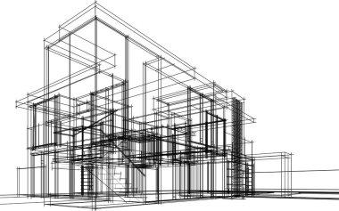 Ev yapımı mimari çizim vektörü illüstrasyonu