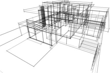 Ev yapımı mimari çizim vektörü illüstrasyonu