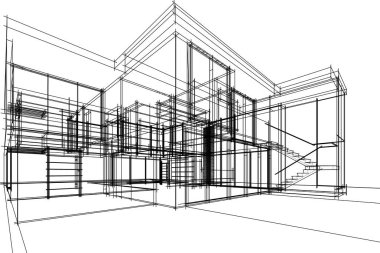 Ev yapımı mimari çizim vektörü illüstrasyonu