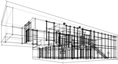 Ev yapımı mimari çizim vektörü illüstrasyonu