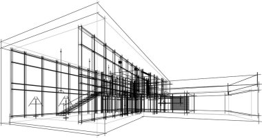 Ev yapımı mimari çizim vektörü illüstrasyonu