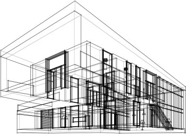 Ev yapımı mimari çizim vektörü illüstrasyonu