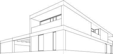 Ev yapımı mimari çizim vektörü illüstrasyonu