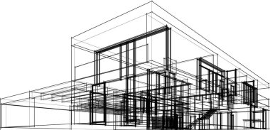 Ev yapımı mimari çizim vektörü illüstrasyonu