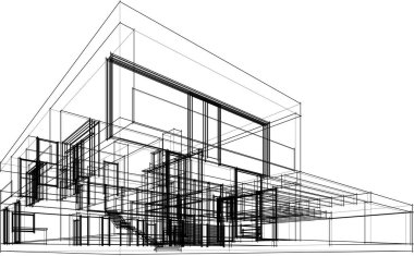 Ev yapımı mimari çizim vektörü illüstrasyonu