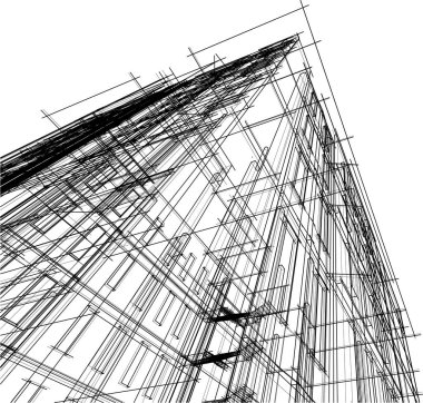 Yüksek binanın soyut mimari duvar kağıdı tasarımı, vektör illüstrasyonu 