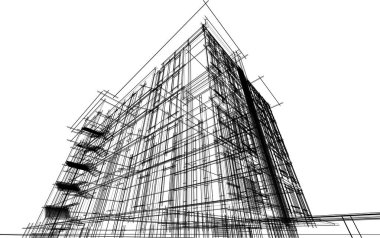 Yüksek binanın soyut mimari duvar kağıdı tasarımı, vektör illüstrasyonu 