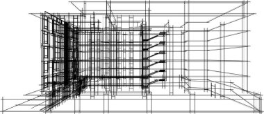 Yüksek binanın soyut mimari duvar kağıdı tasarımı, vektör illüstrasyonu 