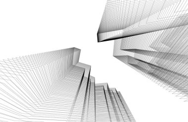 Gelecekçi soyut gökdelenler arka plan, vektör illüstrasyonu