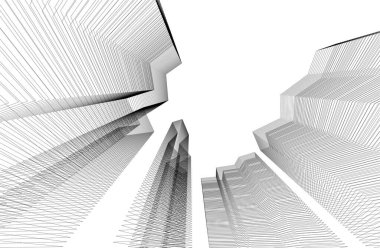 Gelecekçi soyut gökdelenler arka plan, vektör illüstrasyonu