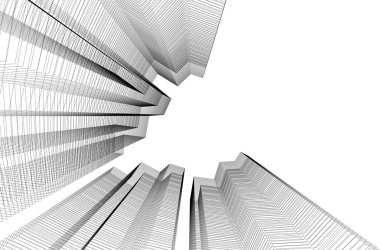 Gelecekçi soyut gökdelenler arka plan, vektör illüstrasyonu