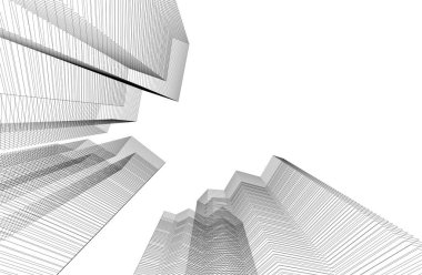 Gelecekçi soyut gökdelenler arka plan, vektör illüstrasyonu