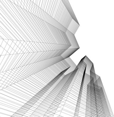 Gelecekçi soyut gökdelenler arka plan, vektör illüstrasyonu