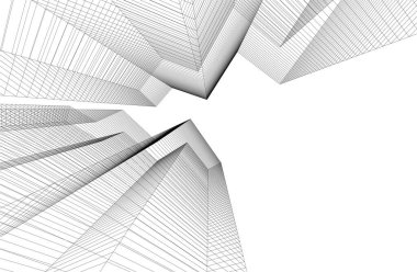 Gelecekçi soyut gökdelenler arka plan, vektör illüstrasyonu