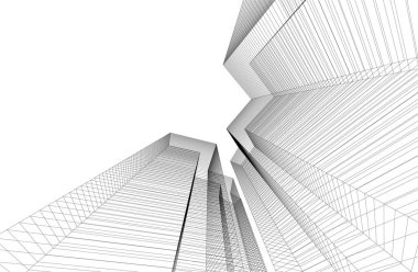 Gelecekçi soyut gökdelenler arka plan, vektör illüstrasyonu