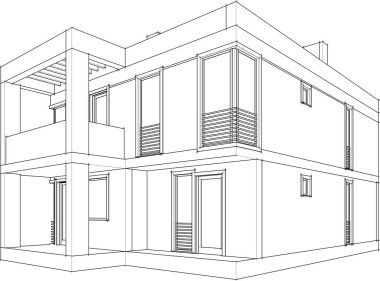 Ev yapımı mimari çizim vektörü illüstrasyonu