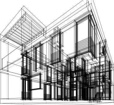 Ev yapımı mimari çizim vektörü illüstrasyonu