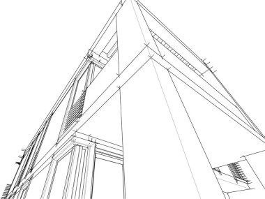 Ev yapımı mimari çizim vektörü illüstrasyonu