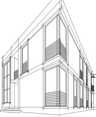 Ev yapımı mimari çizim vektörü illüstrasyonu