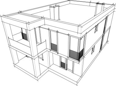 Ev yapımı mimari çizim vektörü illüstrasyonu