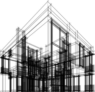 Ev yapımı mimari çizim vektörü illüstrasyonu