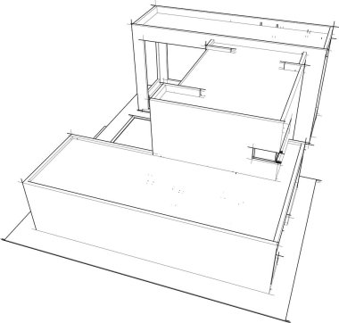 Ev yapımı mimari çizim vektörü illüstrasyonu