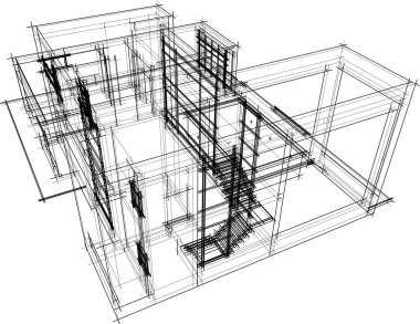Ev yapımı mimari çizim vektörü illüstrasyonu