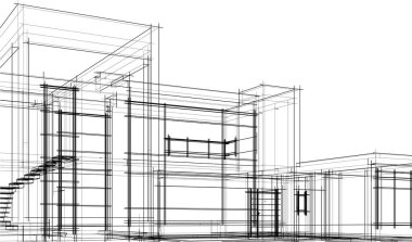 Ev yapımı mimari çizim vektörü illüstrasyonu