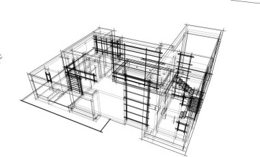 Ev yapımı mimari çizim vektörü illüstrasyonu