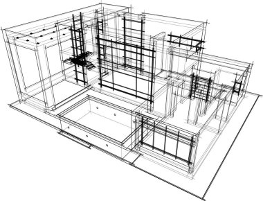 Ev yapımı mimari çizim vektörü illüstrasyonu