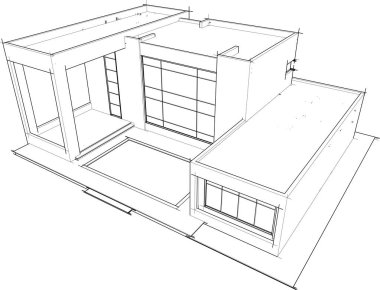 Ev yapımı mimari çizim vektörü illüstrasyonu