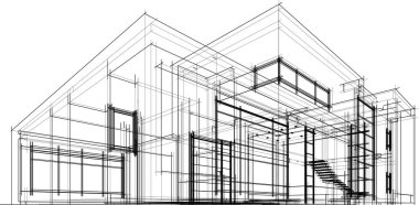 Ev yapımı mimari çizim vektörü illüstrasyonu