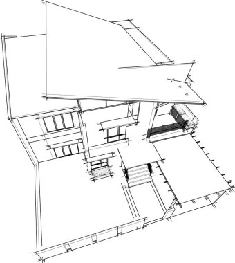 Ev yapımı mimari çizim vektörü illüstrasyonu