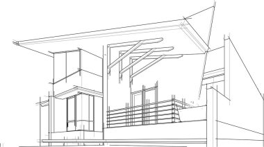 Ev yapımı mimari çizim vektörü illüstrasyonu